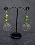 Metal Pendant Earrings With Blue Pottery Bead